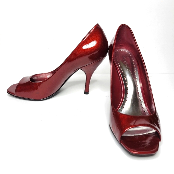 BCBGirls Red Peeptoe Patent Leather Heels Size: 8B - Picture 1 of 5